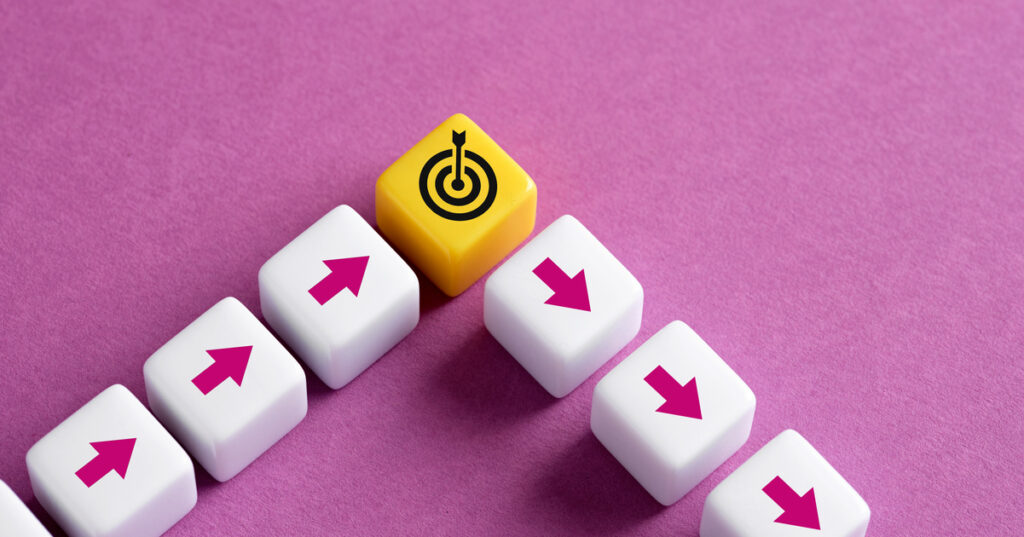 Leadership concept with arrows and target icon