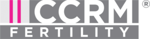 CCRM Fertility logo with pink lines