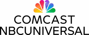Comcast NBCUniversal logo with colorful peacock icon.