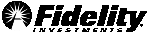 Fidelity Investments logo, black text and icon.
