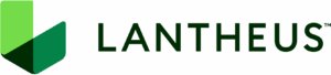 Lantheus logo with abstract green shapes.