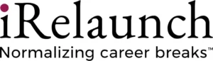 iRelaunch logo, normalizing career breaks