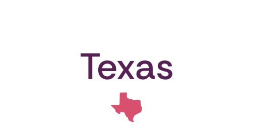 Texas text with state outline